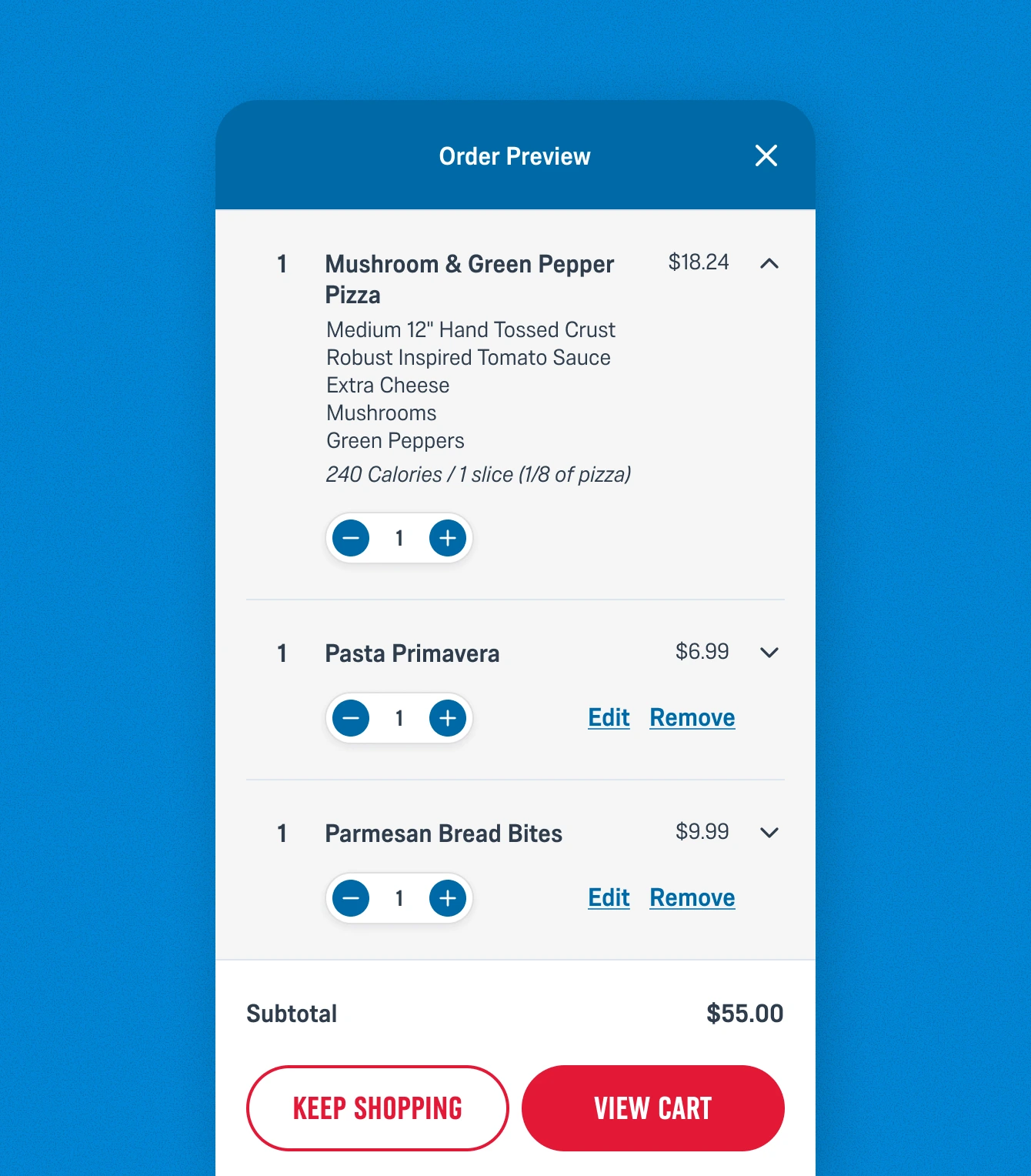 Dominos mini cart