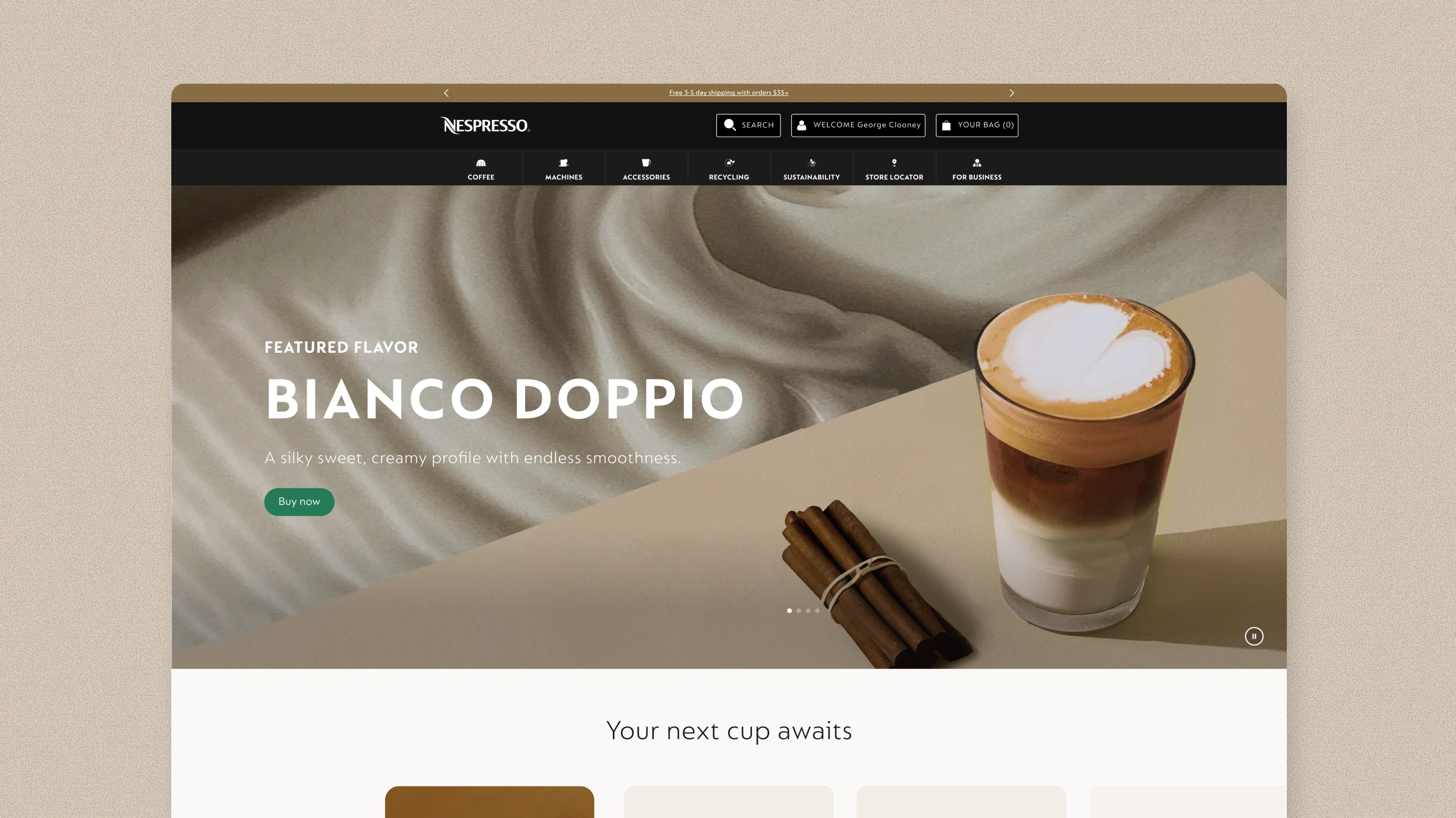 Nespresso web hero